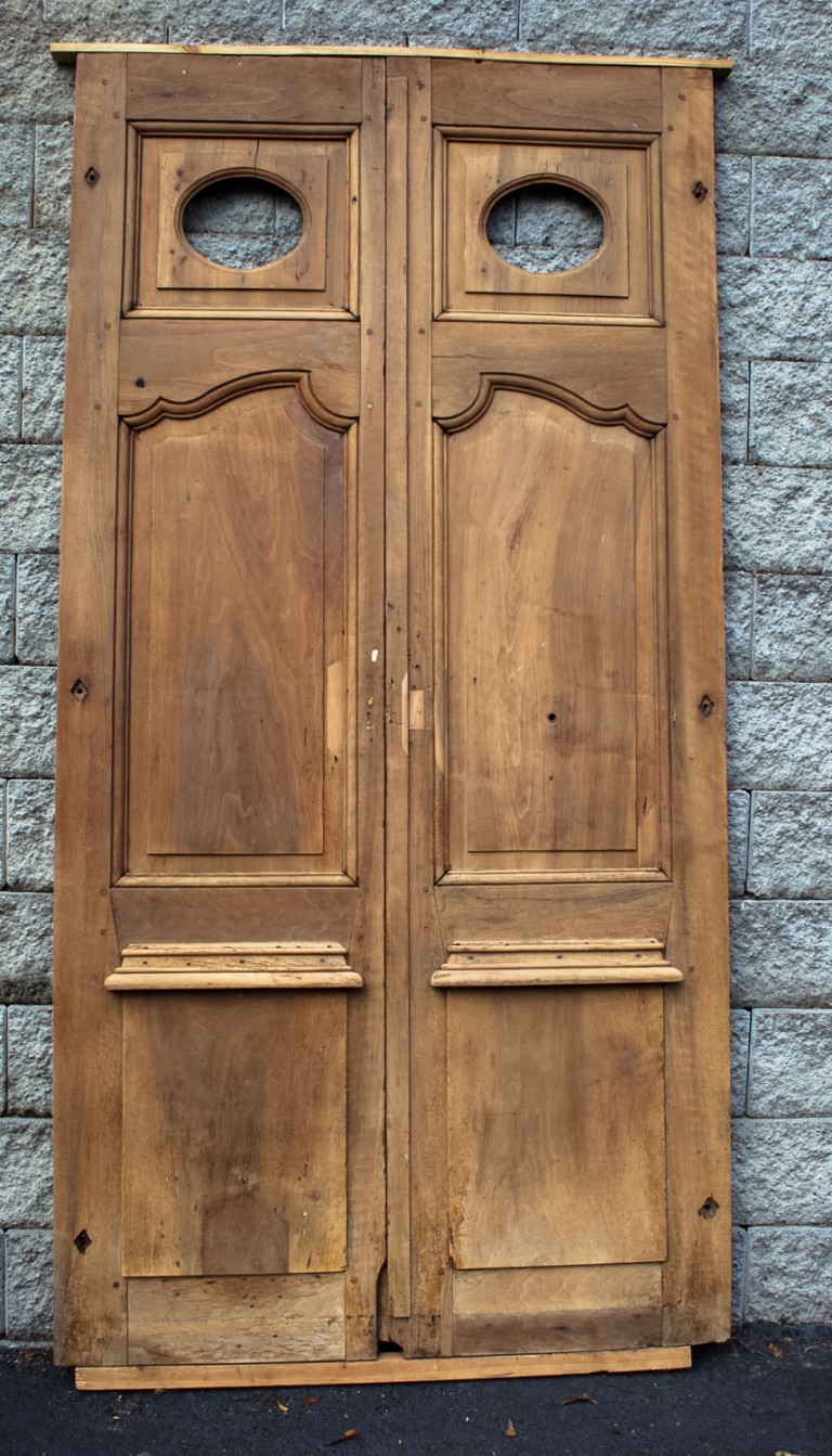 Antique Oak French Doors Wood Glass Front Door